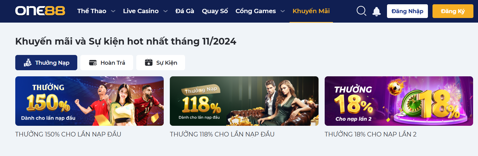 One88 Có Đáng Để Trải Nghiệm Không? Tìm Hiểu Nhà Cái Uy Tín 5 Giới thiệu các chương trình khuyến mãi đặc sắc của one88